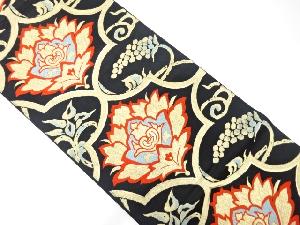 アンティーク　唐花に葡萄模様織り出し袋帯（着用可）